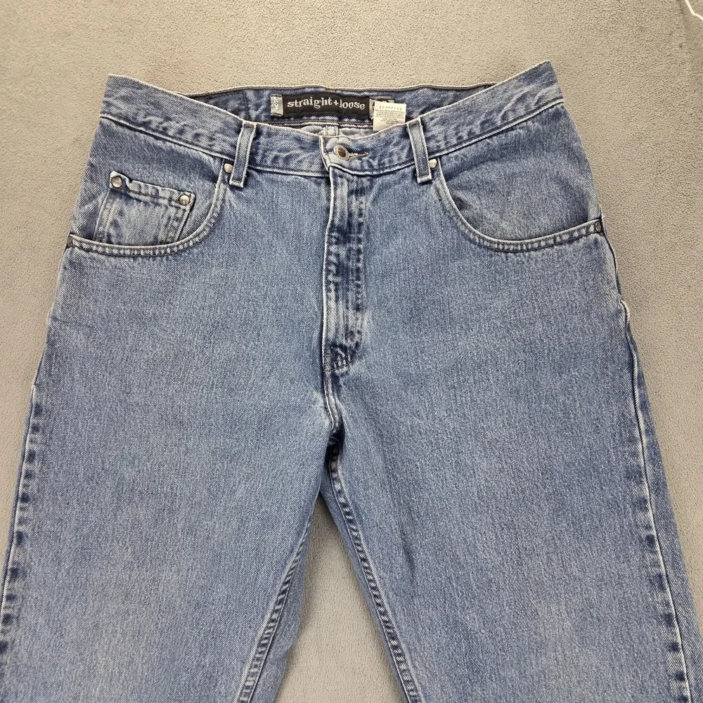 VTG Levis SilverTab Jeans Mens Blue Straight Loose Wide Leg Baggy Y2K Fits 32x28